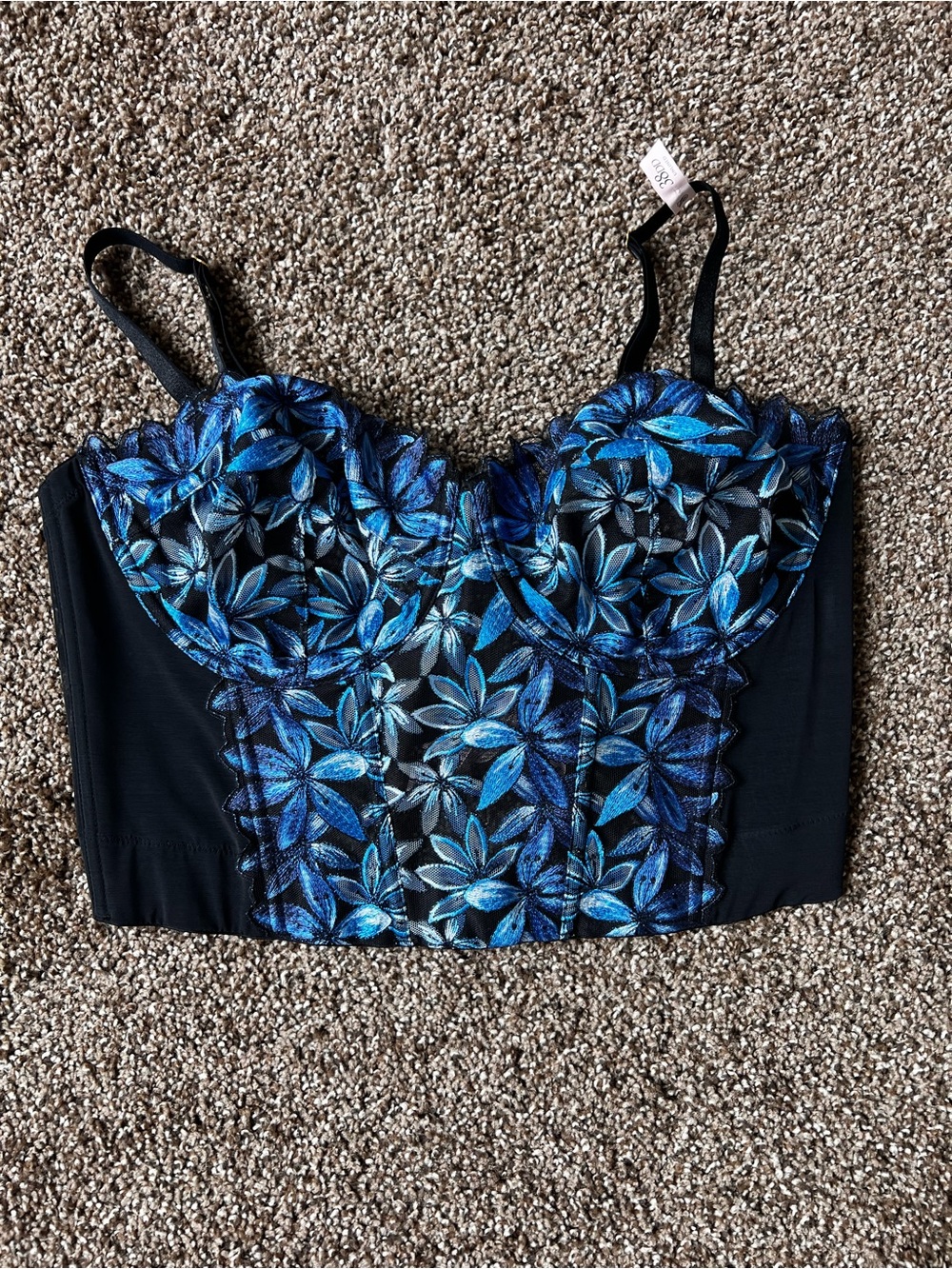 Victoria's Secret Blue Floral Lace Bustier Bra